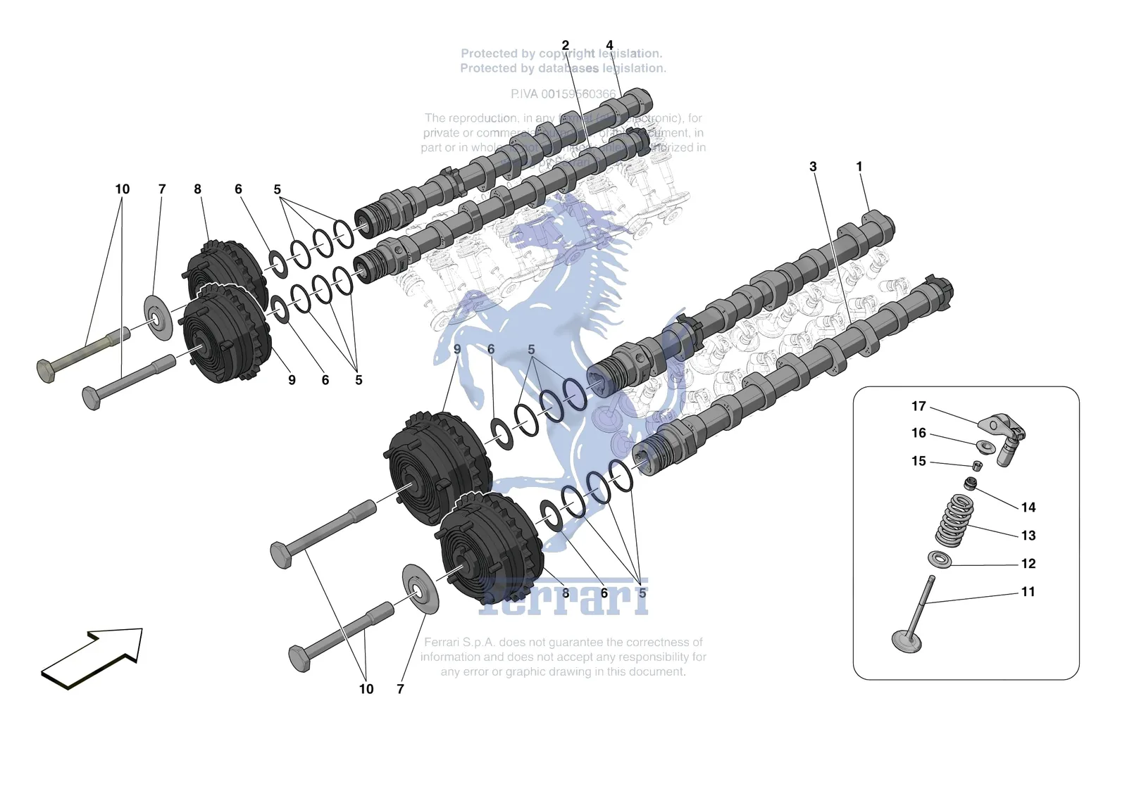 Ferrari SF90 Stradale [ENGINE] - B.08.03 - CYLINDER HEADS - TIMING exploded diagram