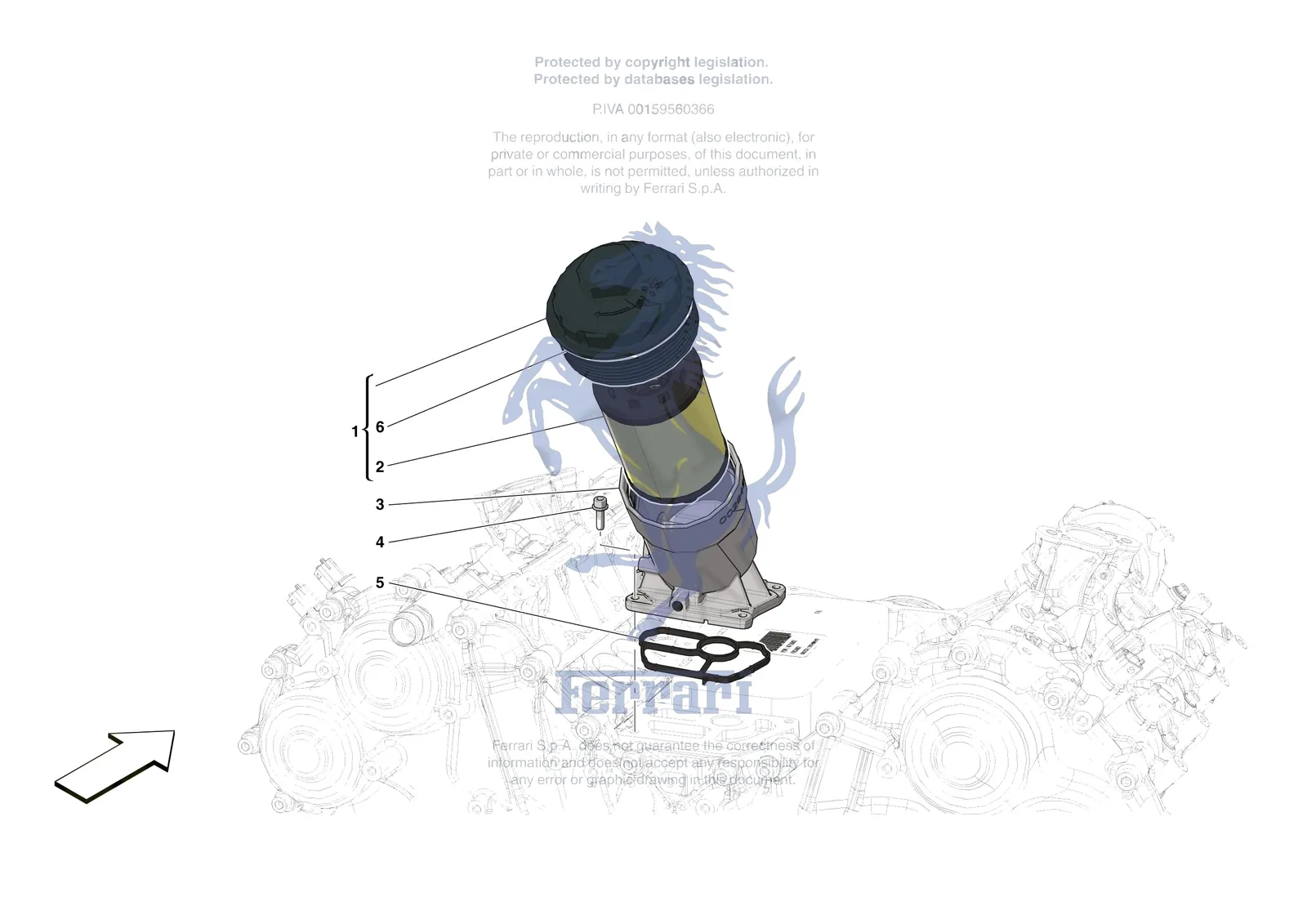 Ferrari SF90 Stradale [ENGINE] - B.11 - LUBRICATION FILTERS exploded diagram
