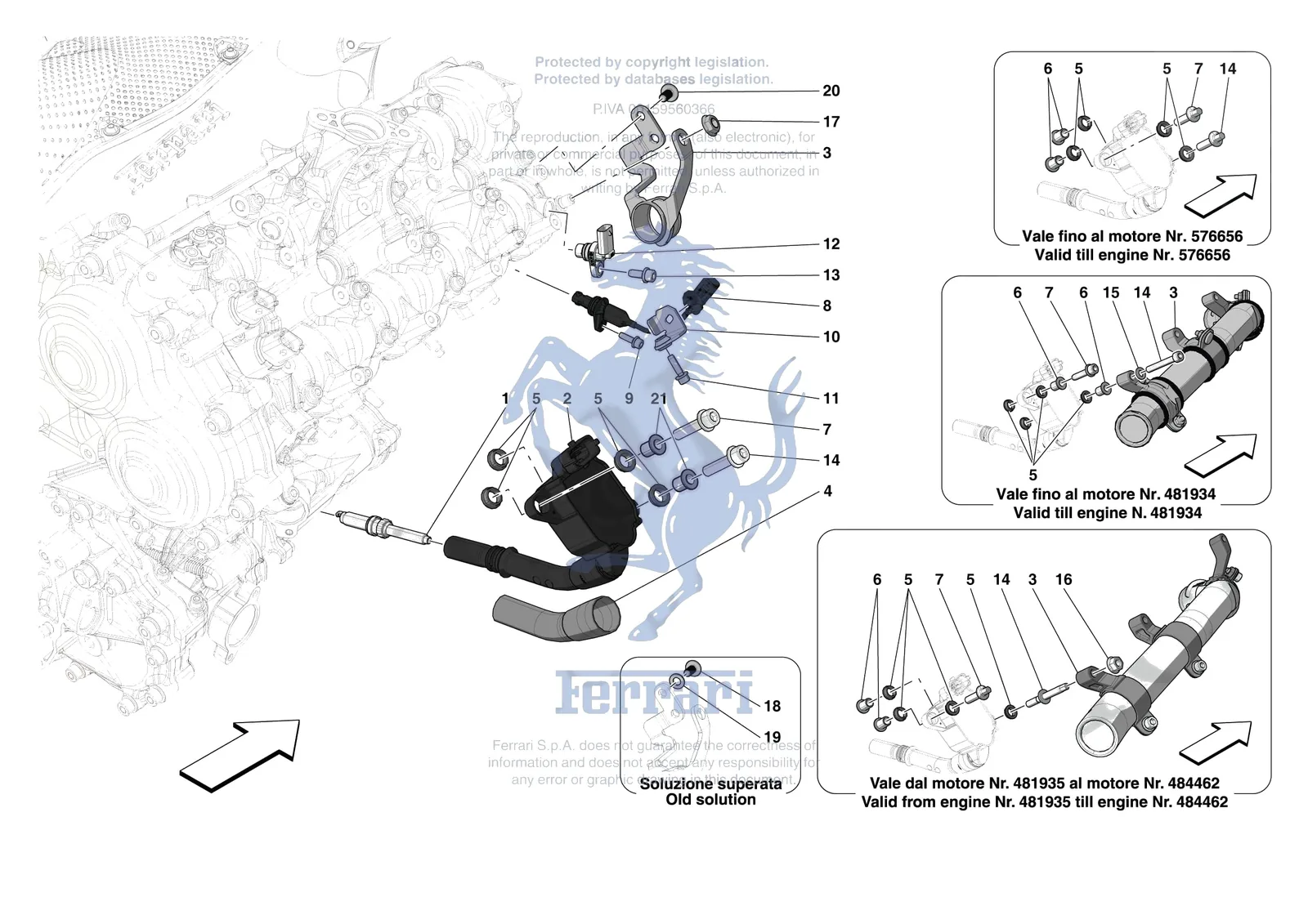 Ferrari SF90 Stradale [ENGINE] - B.16 - IGNITION COIL SPARK PLUGS AND SENSORS exploded diagram