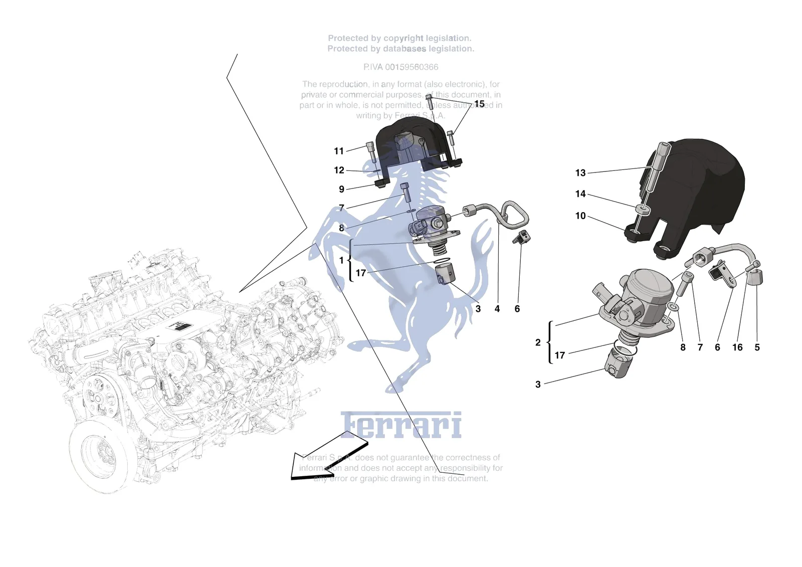 Ferrari SF90 Stradale [ENGINE] - B.18 - FUEL PUMPS exploded diagram