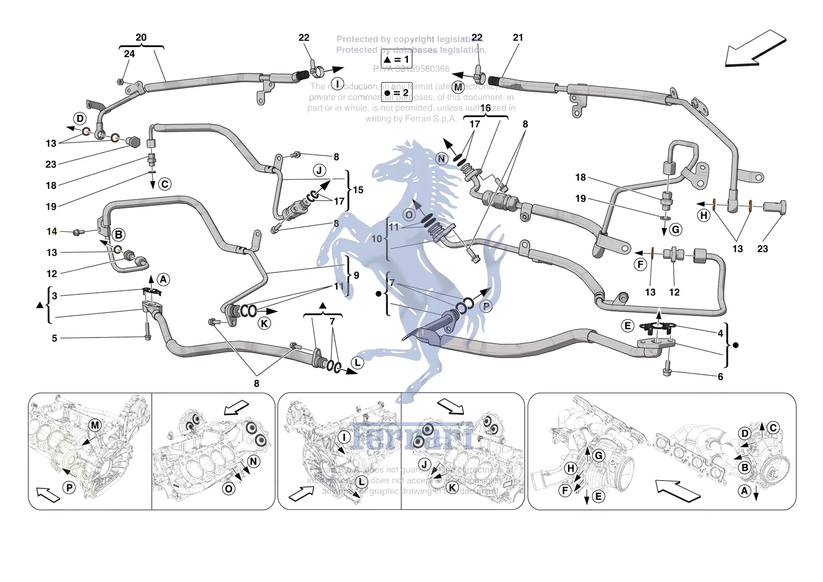 Ferrari SF90 Stradale [ENGINE] - B.23 - FORCED INDUCTION SYSTEM PIPES exploded diagram