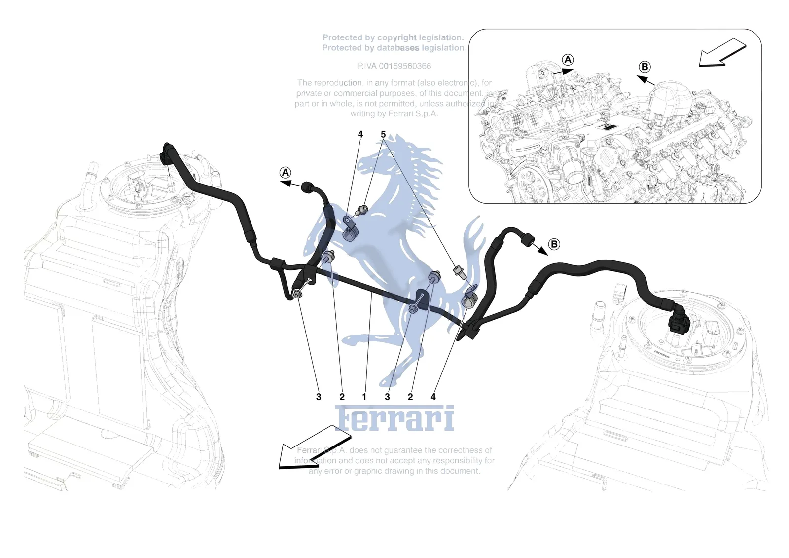 Ferrari SF90 Stradale [MECHANICAL SYSTEM] - D.02 - ENGINE FUEL DELIVERY PIPES exploded diagram