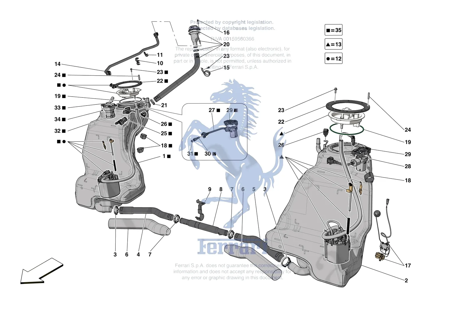 Ferrari SF90 Stradale [MECHANICAL SYSTEM] - D.11 - FUEL TANK exploded diagram