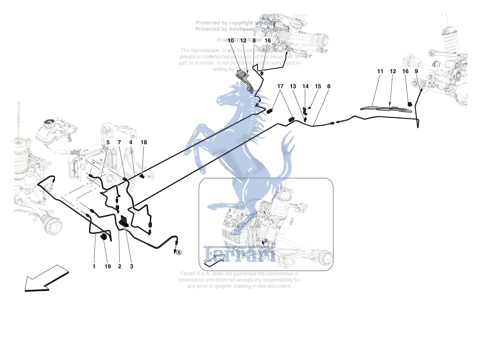 Ferrari SF90 Stradale [MECHANICAL SYSTEM] - D.23.01 - HYDRAULIC BRAKE CONTROL PIPES -Not for RHD- exploded diagram