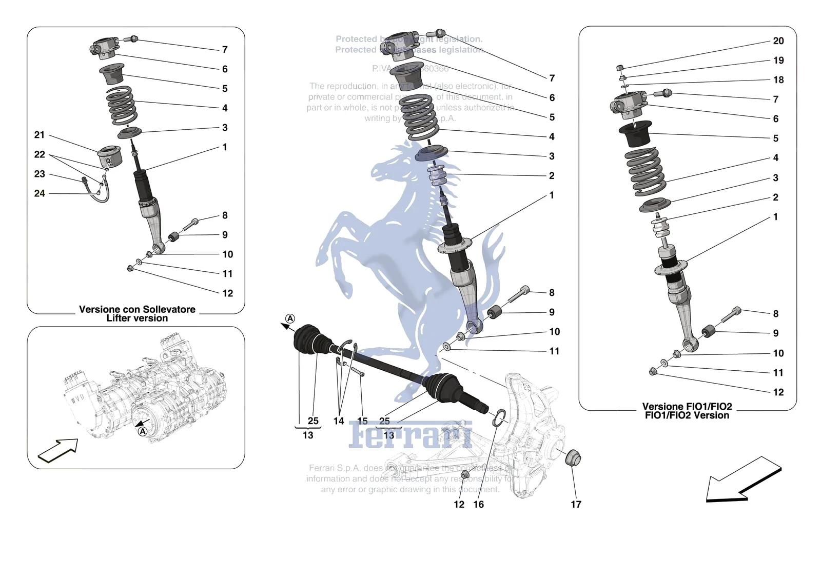 Ferrari SF90 Stradale [MECHANICAL SYSTEM] - D.25.01 - FRONT SUSPENSION - SHOCK ABSORBERS exploded diagram