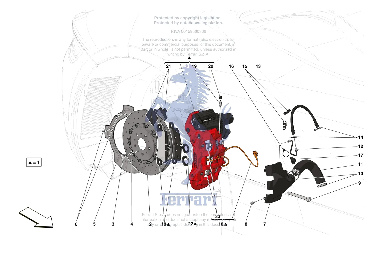 Ferrari SF90 Stradale [MECHANICAL SYSTEM] - D.27.03 - REAR SUSPENSION - CALIPERS AND DISCS exploded diagram