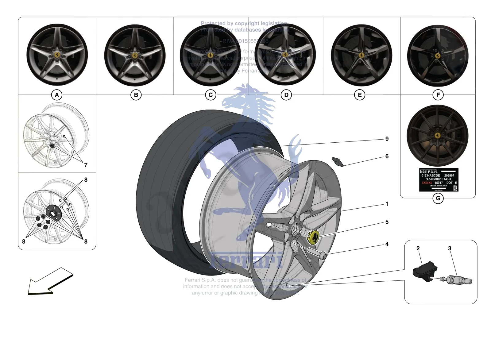 Ferrari SF90 Stradale [MECHANICAL SYSTEM] - D.29 - COMPLETE WHEELS exploded diagram