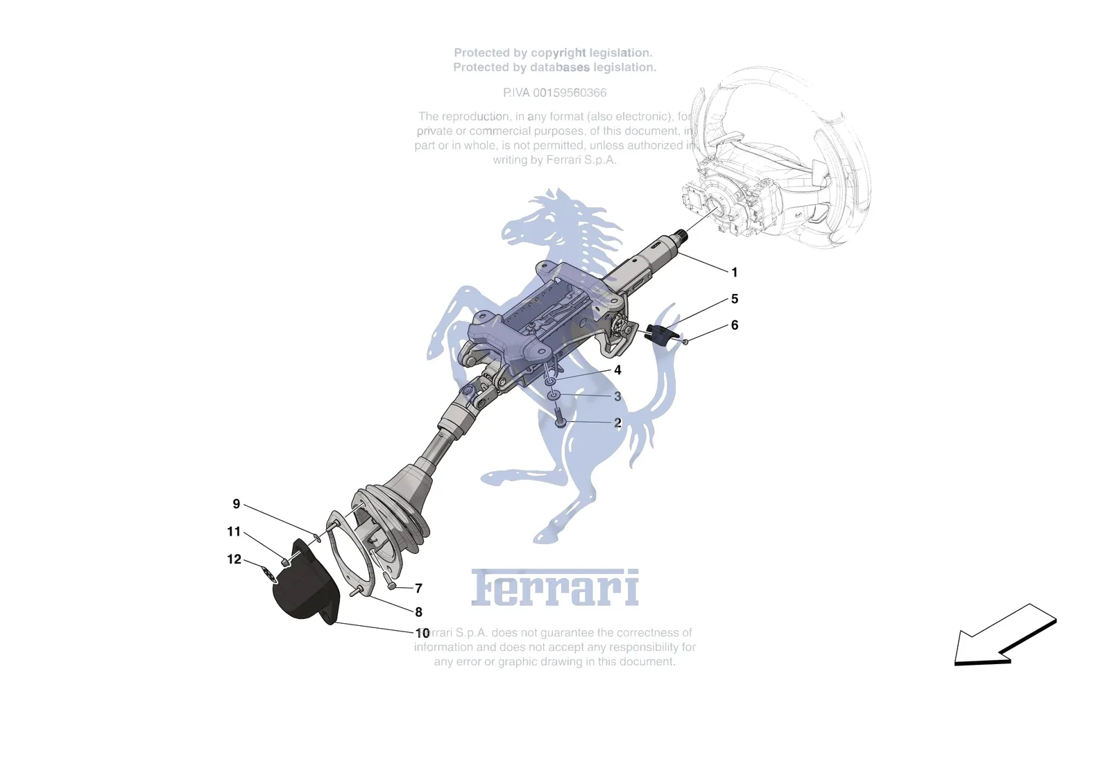 Ferrari SF90 Stradale [MECHANICAL SYSTEM] - D.30.01 - STEERING WHEEL AND STEERING SYSTEM - STEERING COLUMN exploded diagram