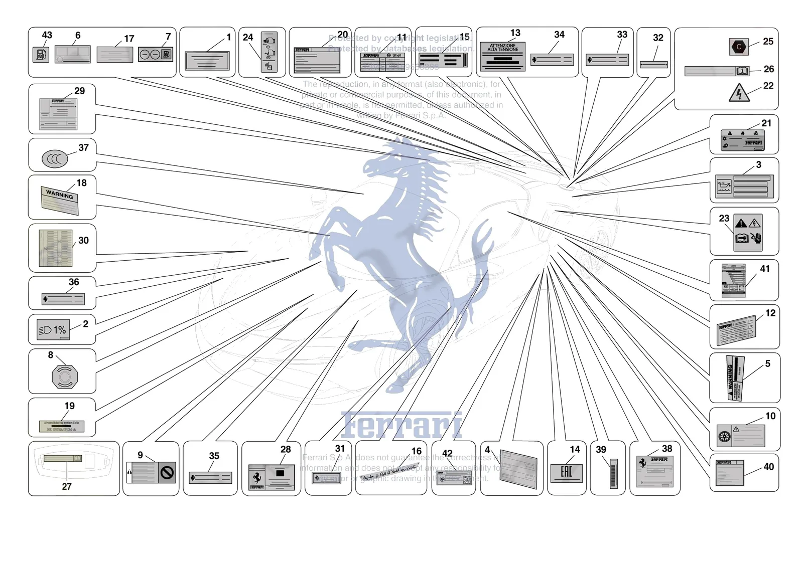 Ferrari SF90 Stradale [MECHANICAL SYSTEM] - D.37 - PLATES exploded diagram