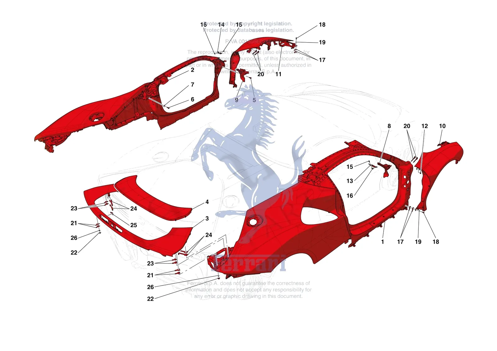 Ferrari SF90 Stradale [VEHICLE TRIM] - E.02 - LATERAL OUTER BODYSHELL exploded diagram