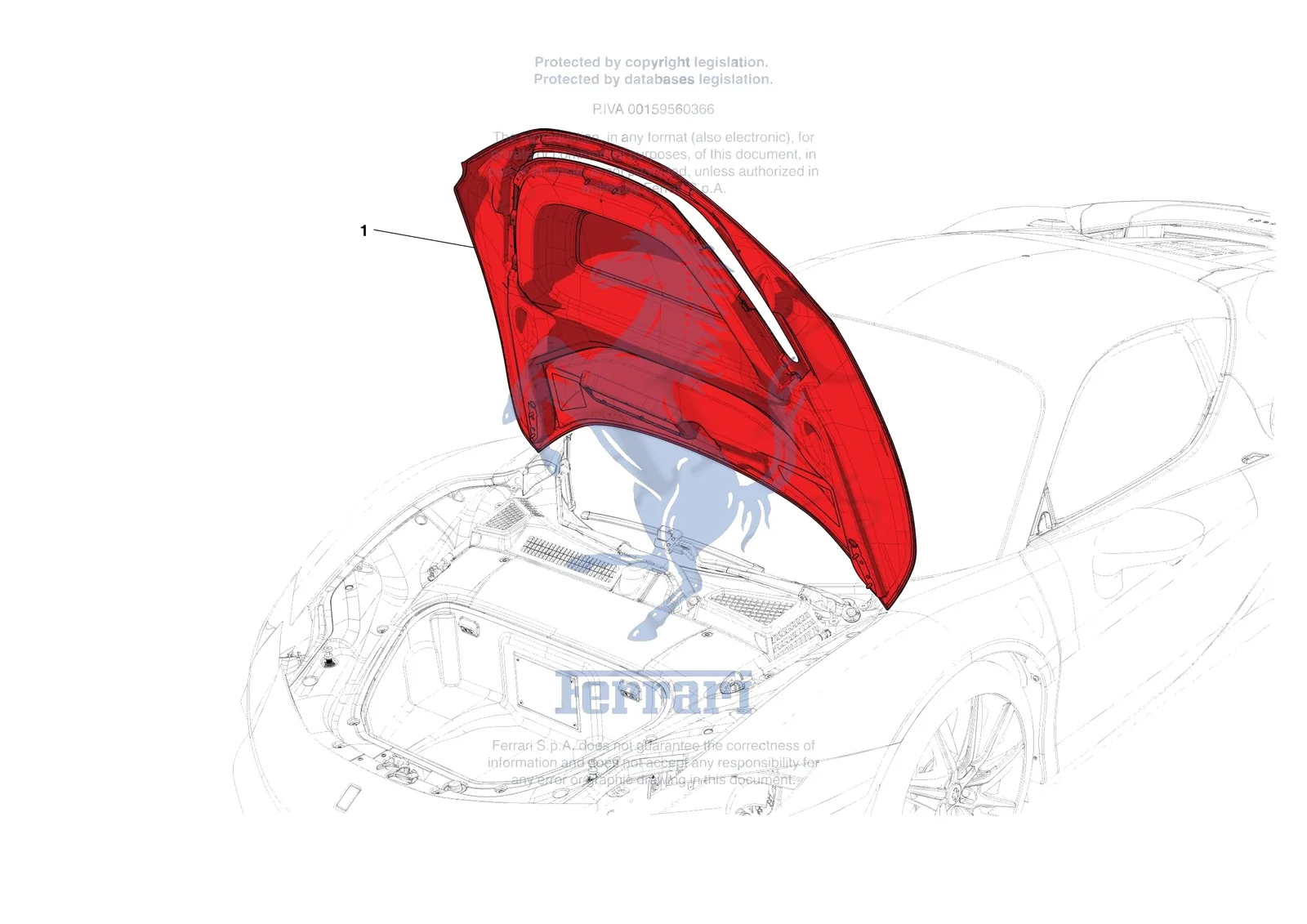 Ferrari SF90 Stradale [VEHICLE TRIM] - E.09 - FRONT LID SUBSTRUCTURE exploded diagram