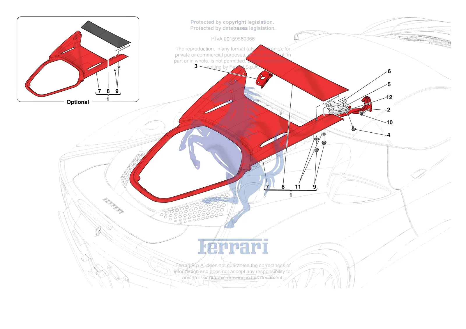 Ferrari SF90 Stradale [VEHICLE TRIM] - E.10 - REAR LID SUBSTRUCTURE exploded diagram