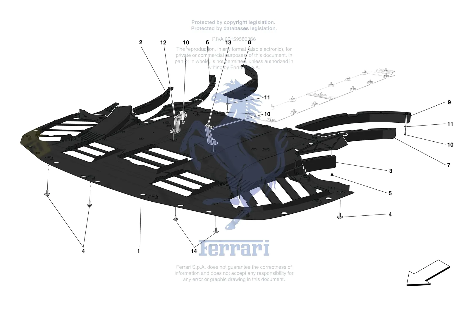 Ferrari SF90 Stradale [VEHICLE TRIM] - E.14 - FRONT SHIELDS exploded diagram