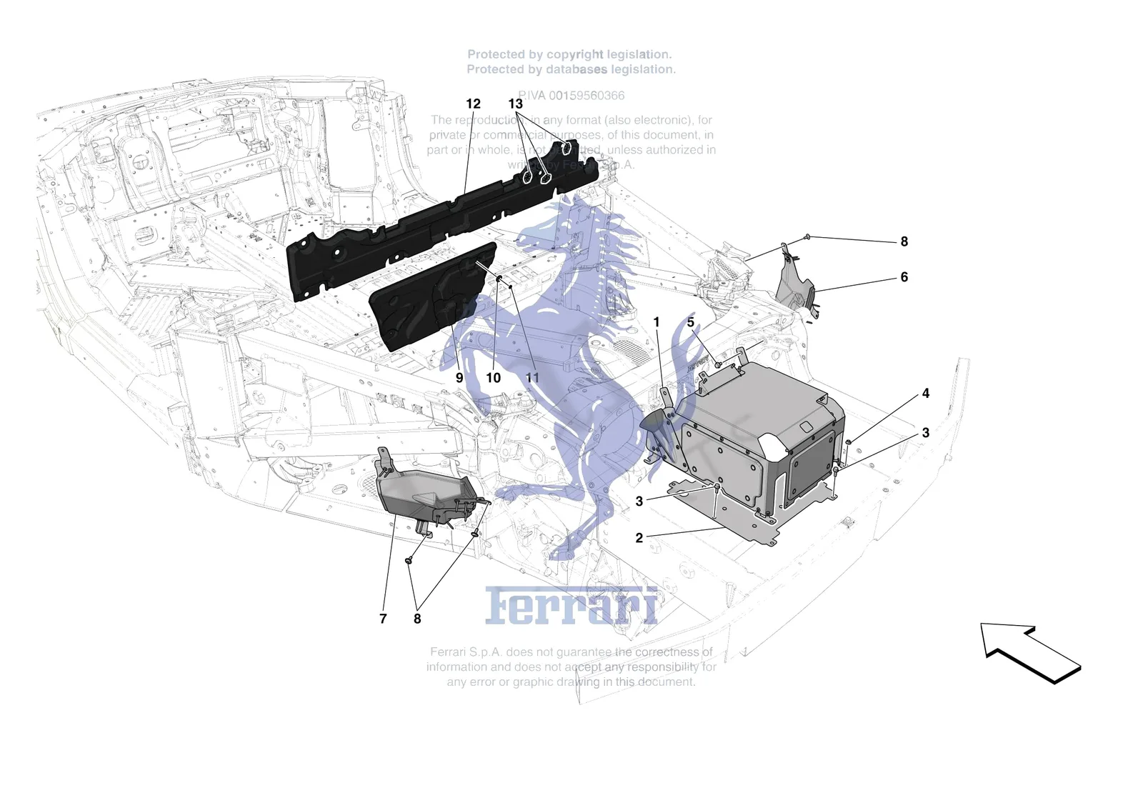 Ferrari SF90 Stradale [VEHICLE TRIM] - E.20 - ENGINE COMPARTMENT INSULATION exploded diagram