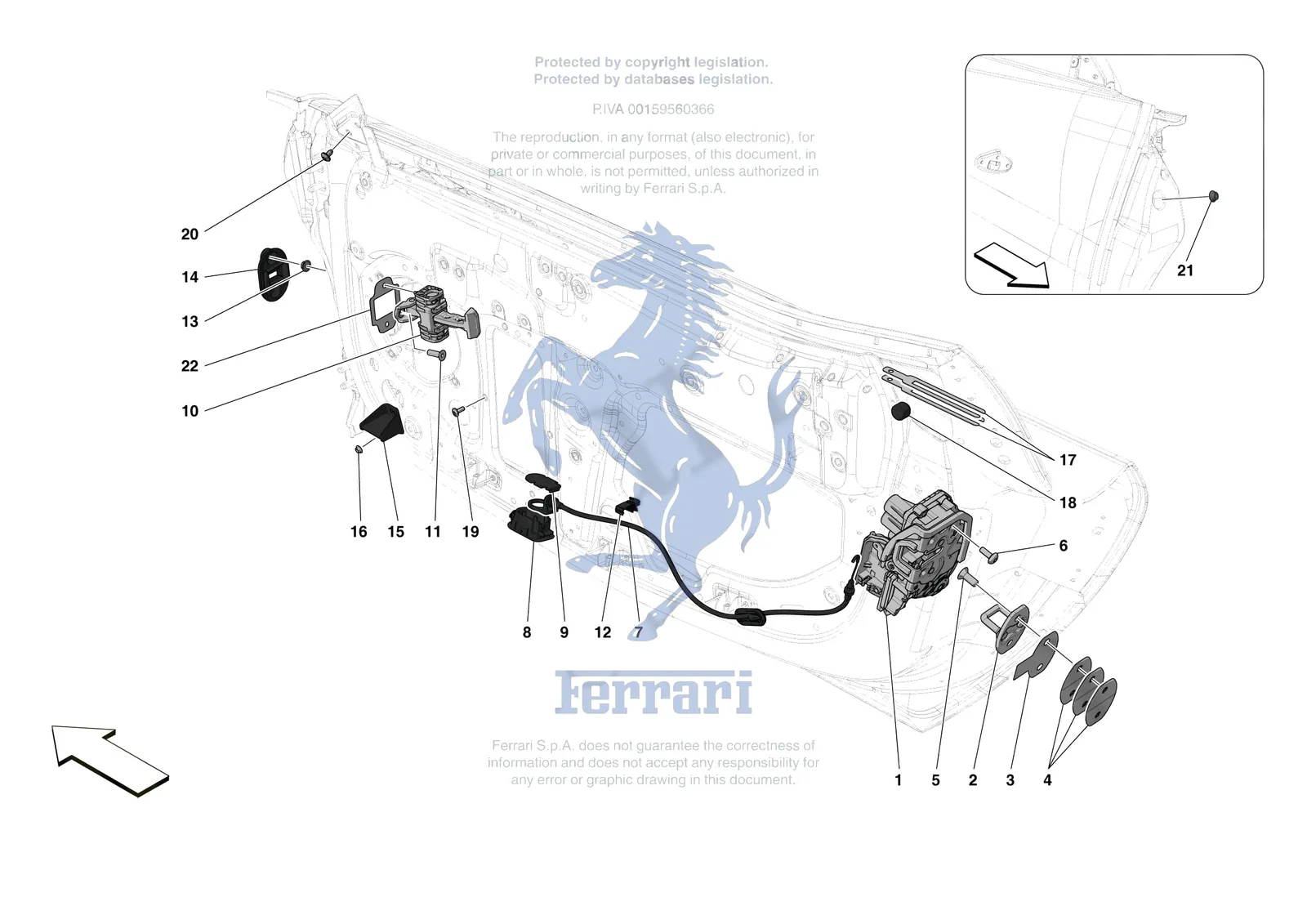 Ferrari SF90 Stradale [VEHICLE TRIM] - E.29.02 - DOORS - OPENING MECHANISMS AND HINGES exploded diagram