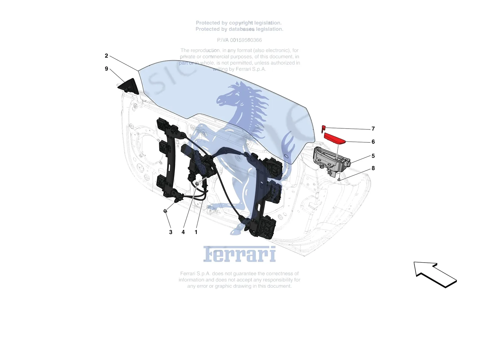 Ferrari SF90 Stradale [VEHICLE TRIM] - E.29.03 - DOORS - WINDOW AND WINDOW LIFTER exploded diagram
