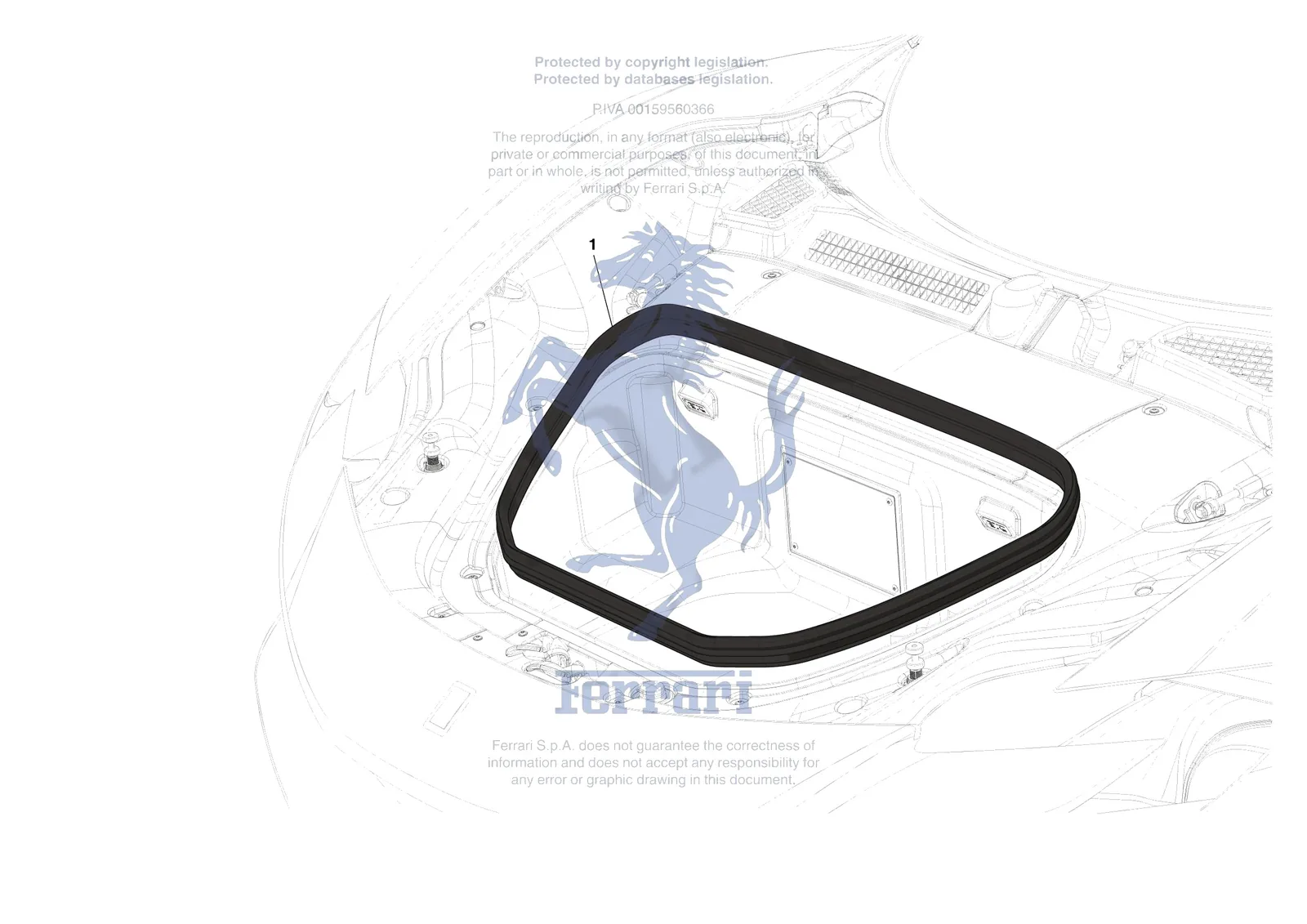 Ferrari SF90 Stradale [VEHICLE TRIM] - E.35 - FRONT LID SEALS exploded diagram