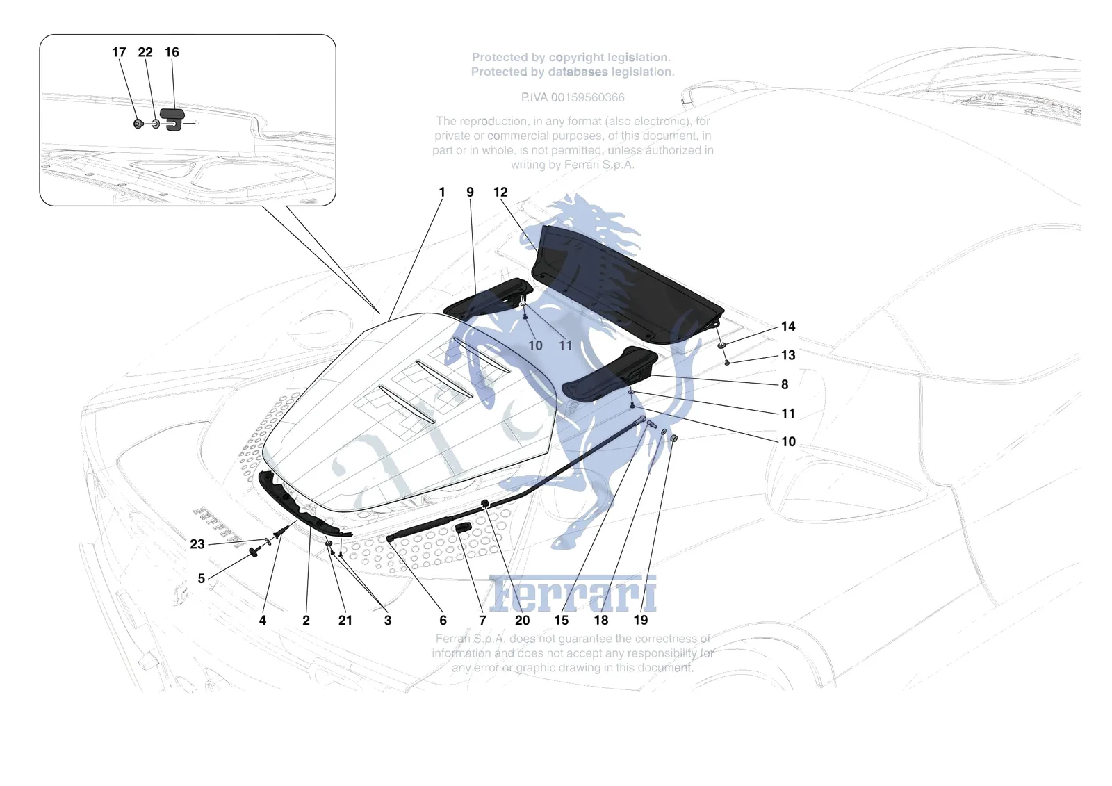 Ferrari SF90 Stradale [VEHICLE TRIM] - E.36 - REAR LID TRIM exploded diagram