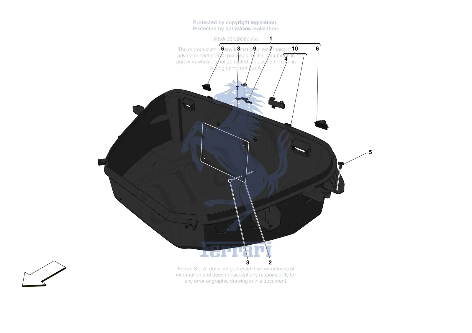 Ferrari SF90 Stradale [VEHICLE TRIM] - E.45 - LUGGAGE COMPARTMENT MATS exploded diagram