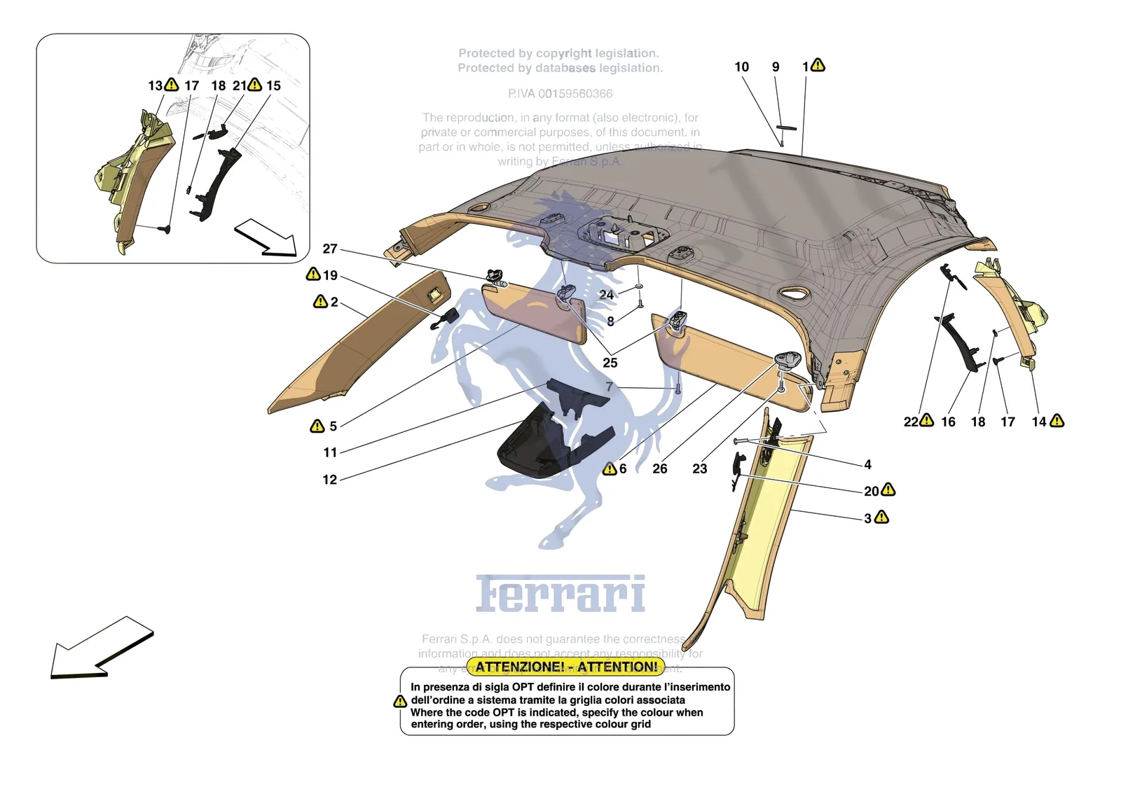 Ferrari SF90 Stradale [VEHICLE TRIM] - E.49 - INNER TRIM (ABOVE BELTLINE) exploded diagram