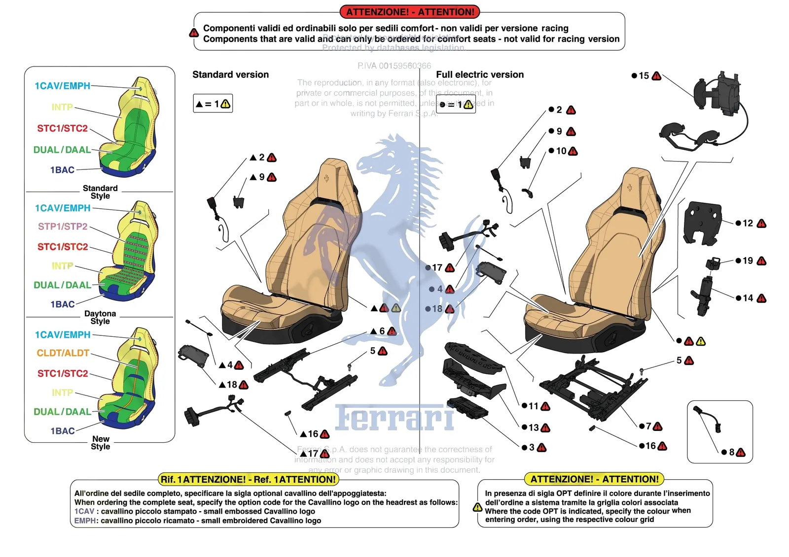 Ferrari SF90 Stradale [VEHICLE TRIM] - E.51.01 - FRONT SEATS - SEATS AND GUIDES exploded diagram