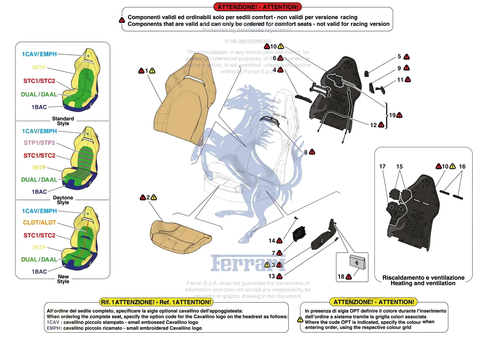 Ferrari SF90 Stradale [VEHICLE TRIM] - E.51.02 - FRONT SEATS - SEAT TRIMS exploded diagram