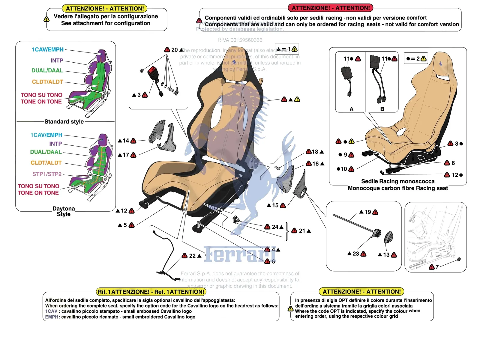 Ferrari SF90 Stradale [VEHICLE TRIM] - E.51.03 - FRONT SEATS - RACING SEAT exploded diagram