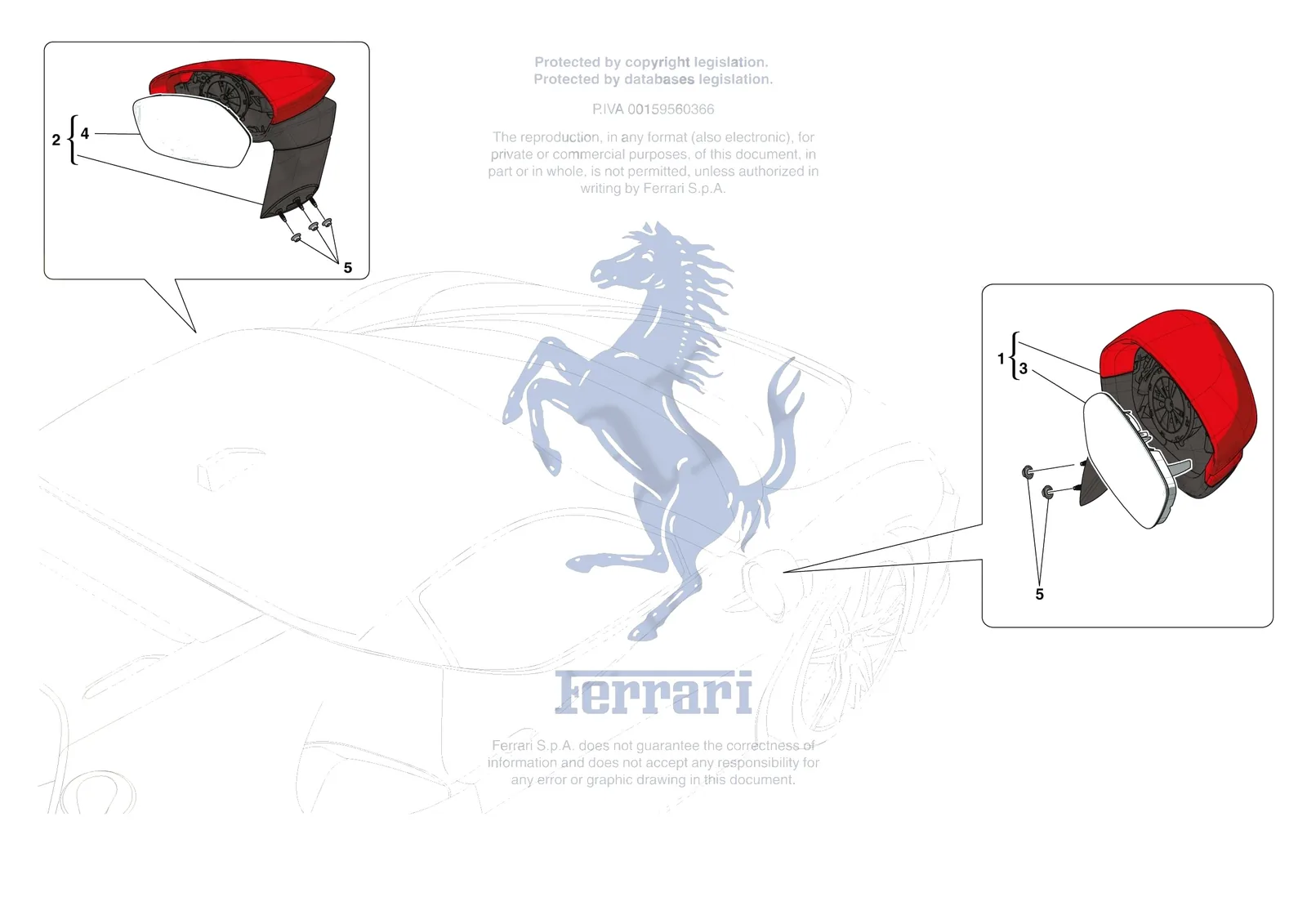 Ferrari SF90 Stradale [VEHICLE TRIM] - E.54 - EXTERNAL REAR VIEW MIRRORS exploded diagram