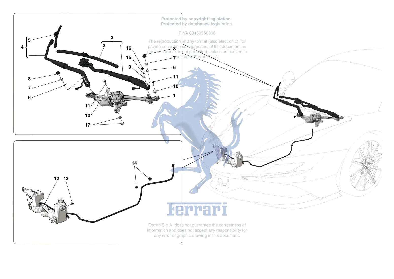 Ferrari SF90 Stradale [VEHICLE TRIM] - E.55 - WIPERS AND HEADLAMP WASHERS exploded diagram
