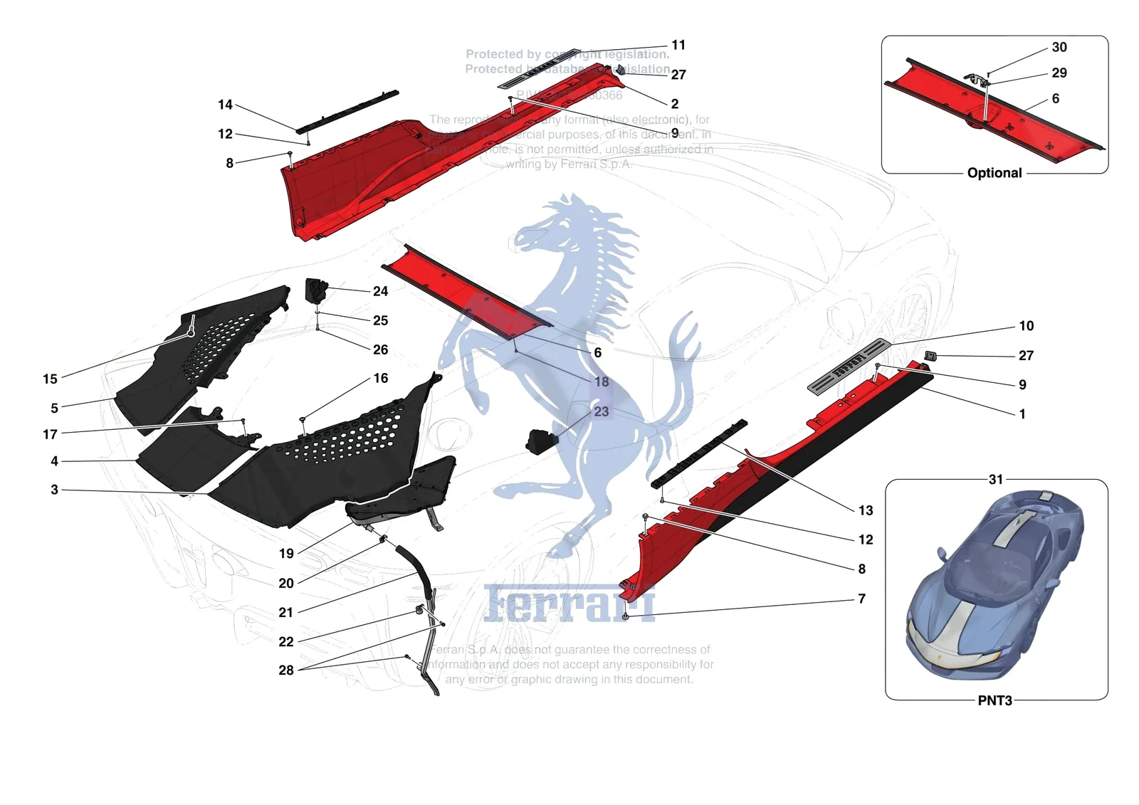 Ferrari SF90 Stradale [VEHICLE TRIM] - E.59 - EXTERNAL LATERAL TRIM exploded diagram