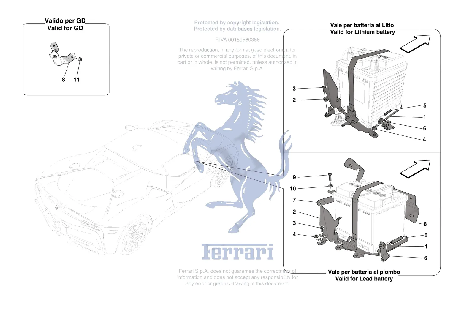 Ferrari SF90 Stradale [VEHICLE TRIM] - E.61 - BATTERY INSTALLATION exploded diagram