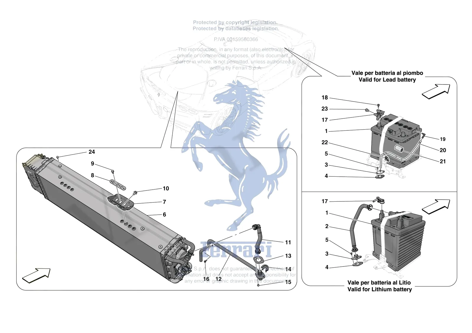 Ferrari SF90 Stradale [ELECTRICAL SYSTEM] - F.01 - BATTERIES exploded diagram