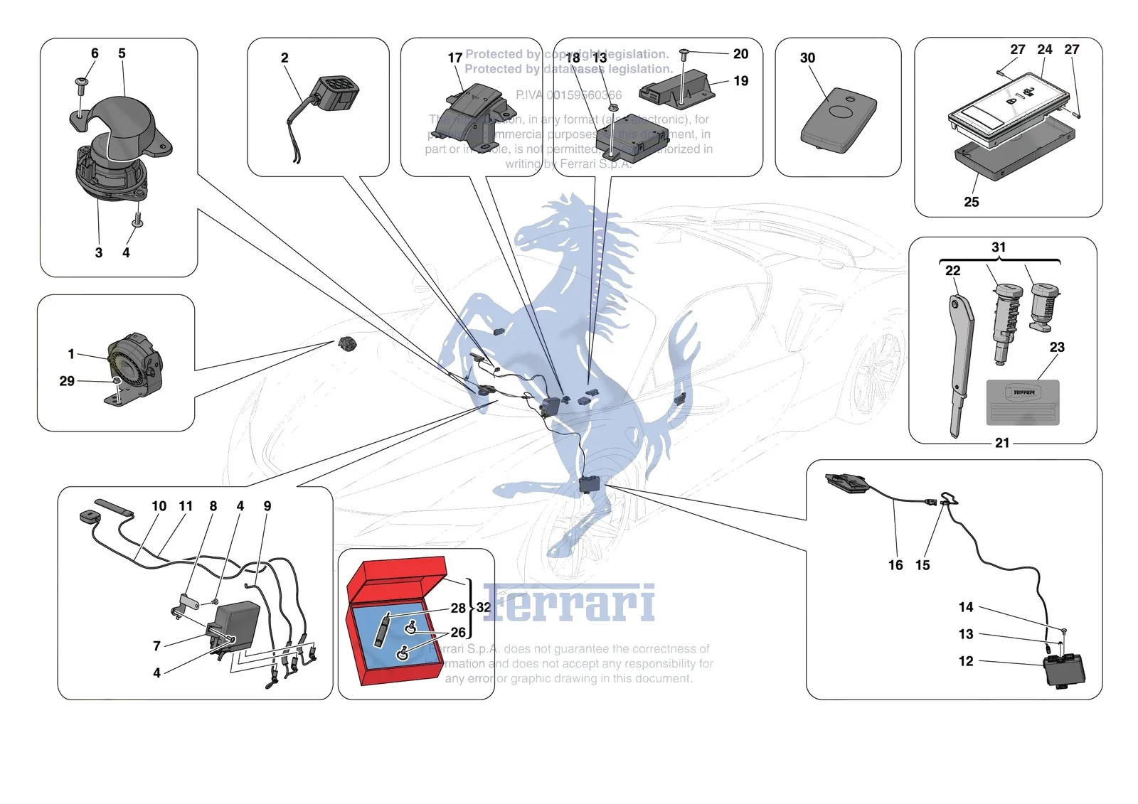 Ferrari SF90 Stradale [ELECTRICAL SYSTEM] - F.11 - ANTI-THEFT SYSTEM exploded diagram