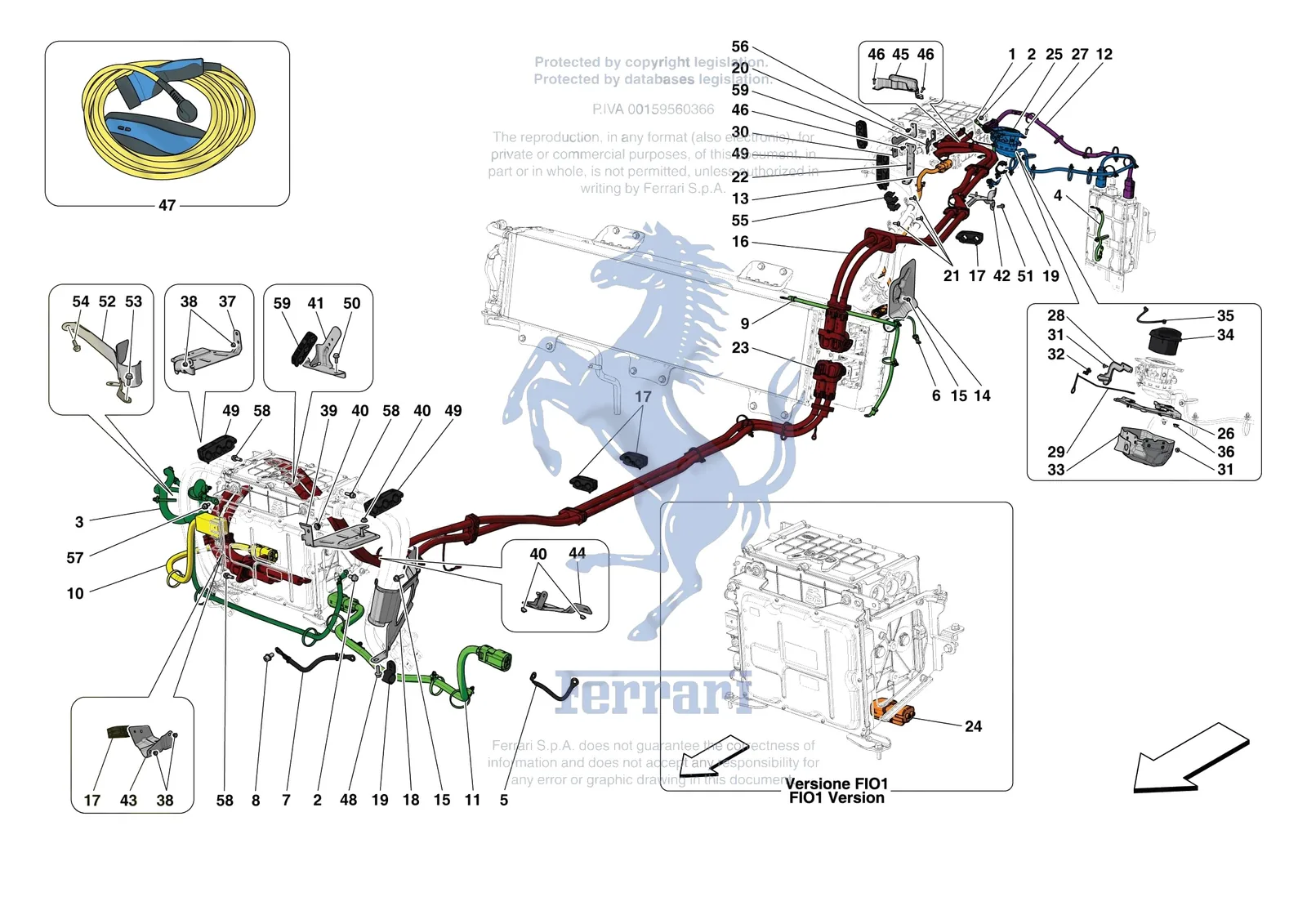 Ferrari SF90 Stradale [ELECTRICAL SYSTEM] - F.14 - HIGH VOLTAGE WIRING HARNESSES exploded diagram