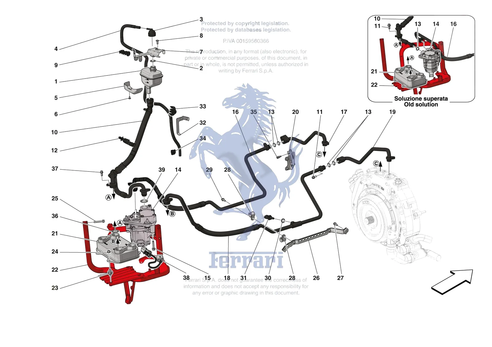 Ferrari SF90 Stradale [ELECTRICAL SYSTEM] - F.20 - ELECTRIC MACHINE COOLING exploded diagram