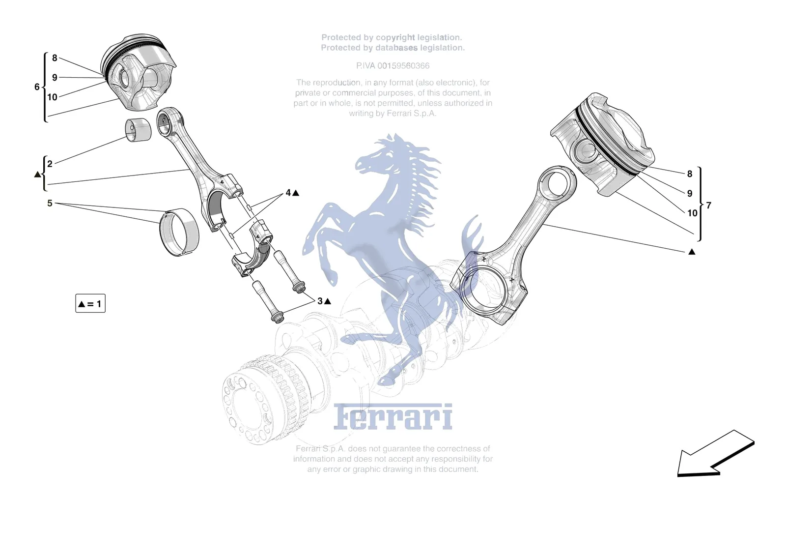 Ferrari SF90 XX Spider [ENGINE] - B.05 - PISTONS AND CONNECTING RODS exploded diagram