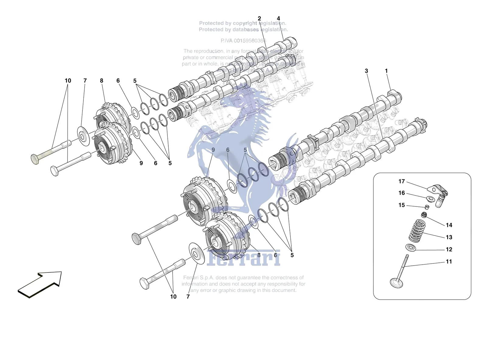 Ferrari SF90 XX Spider [ENGINE] - B.08.03 - CYLINDER HEADS - TIMING exploded diagram