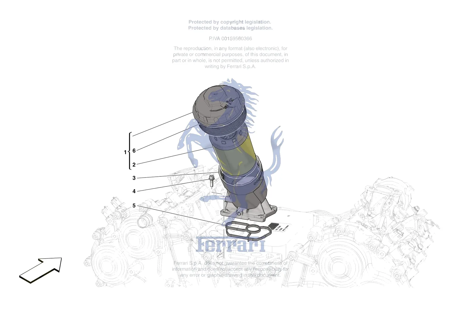 Ferrari SF90 XX Spider [ENGINE] - B.11 - LUBRICATION FILTERS exploded diagram