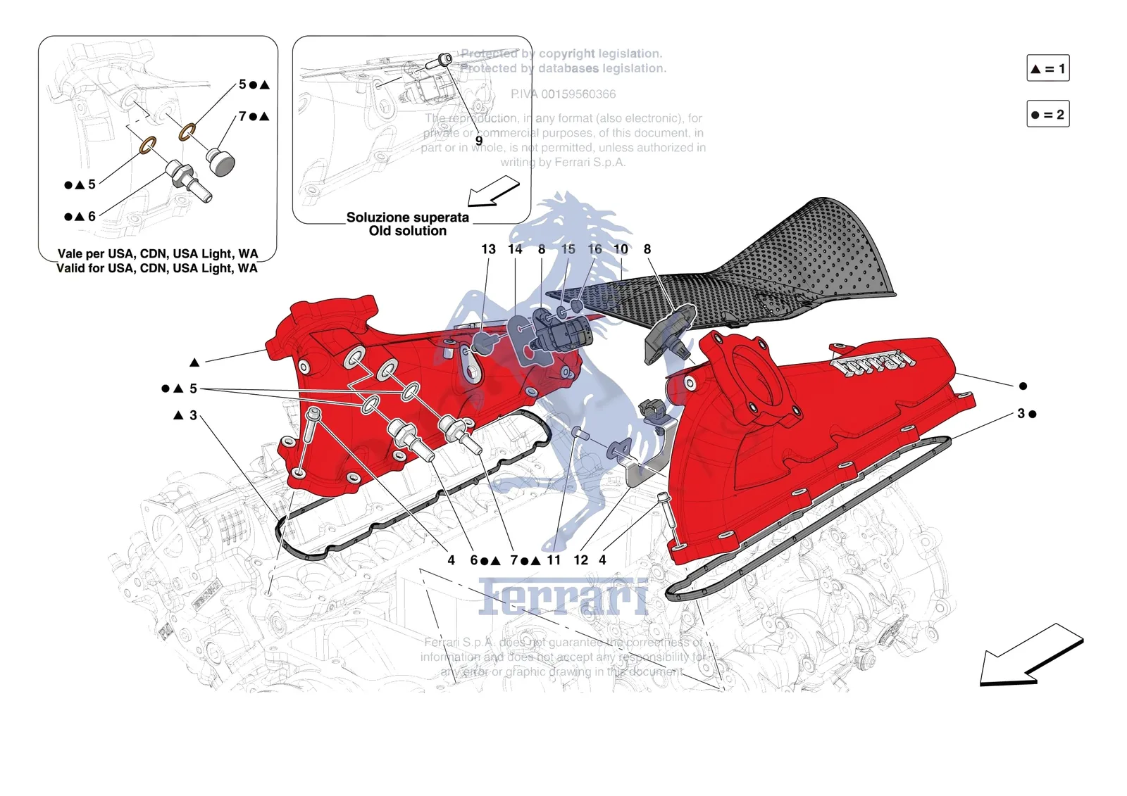 Ferrari SF90 XX Spider [ENGINE] - B.14 - ENGINE INTAKE DUCT exploded diagram