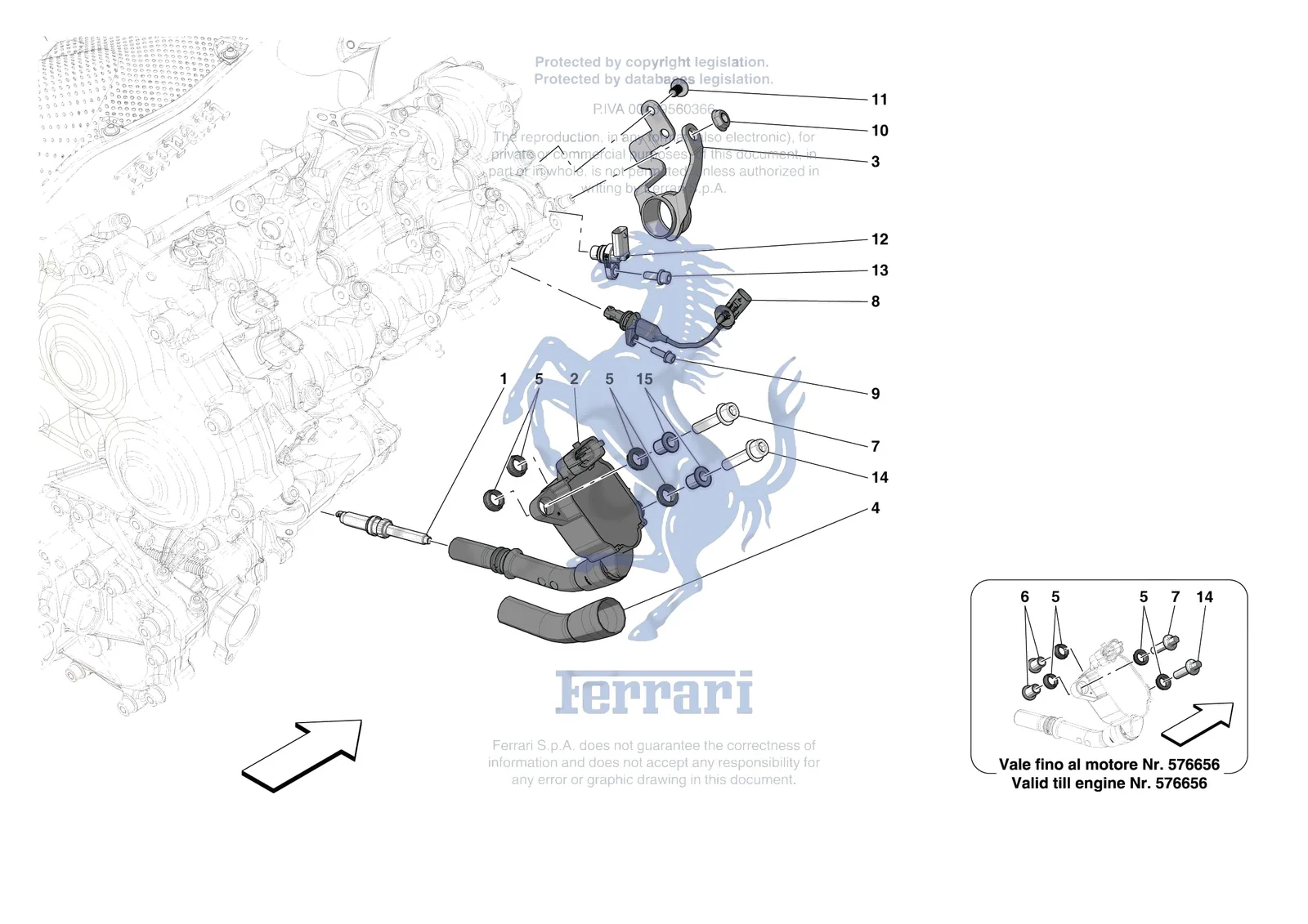 Ferrari SF90 XX Spider [ENGINE] - B.16 - IGNITION COIL SPARK PLUGS AND SENSORS exploded diagram