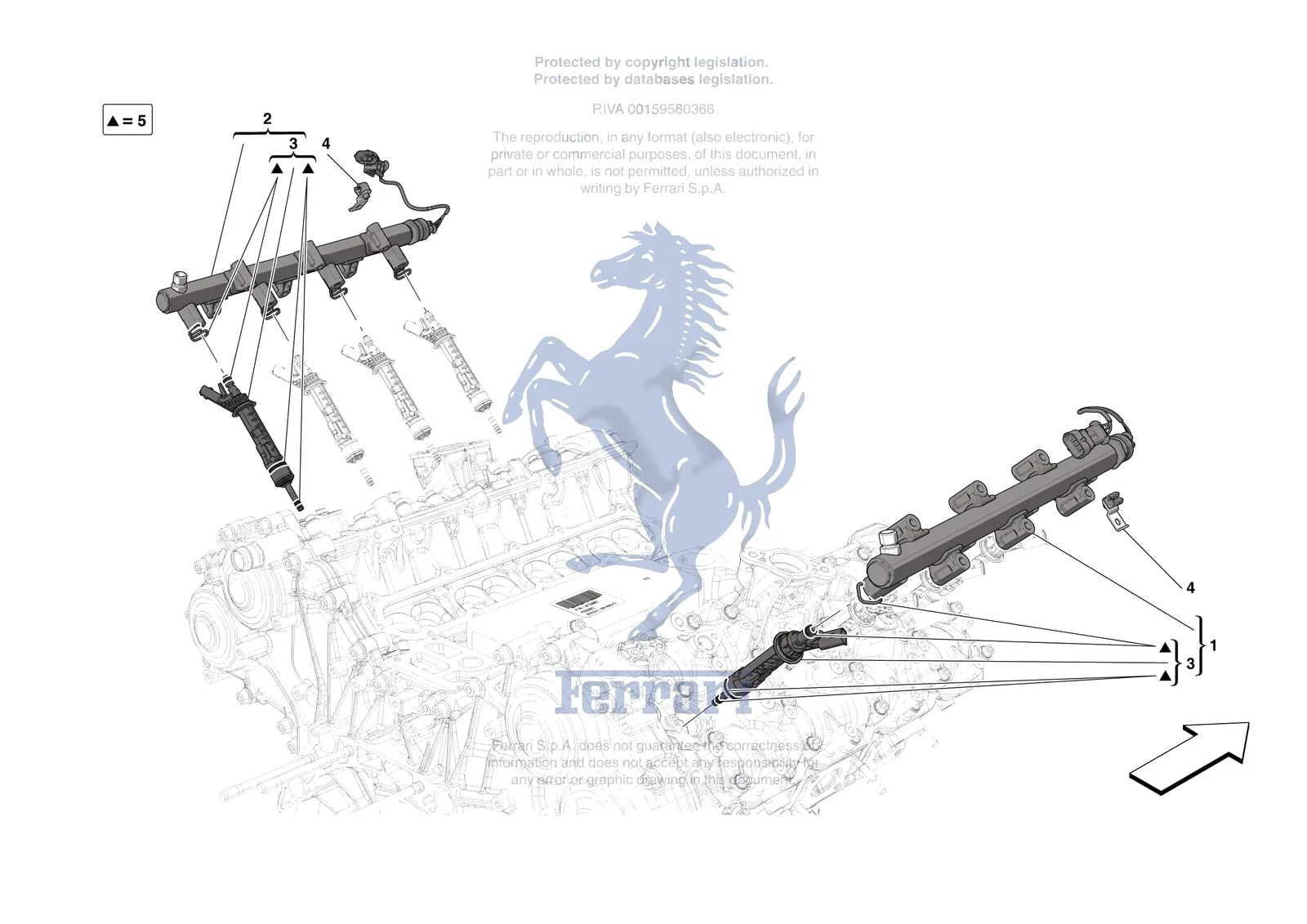 Ferrari SF90 XX Spider [ENGINE] - B.17 - INJECTOR PIPES exploded diagram