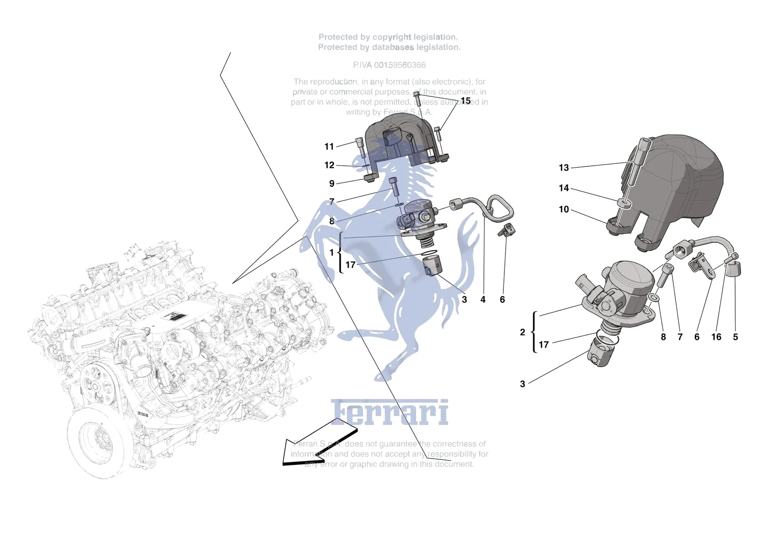 Ferrari SF90 XX Spider [ENGINE] - B.18 - FUEL PUMPS exploded diagram