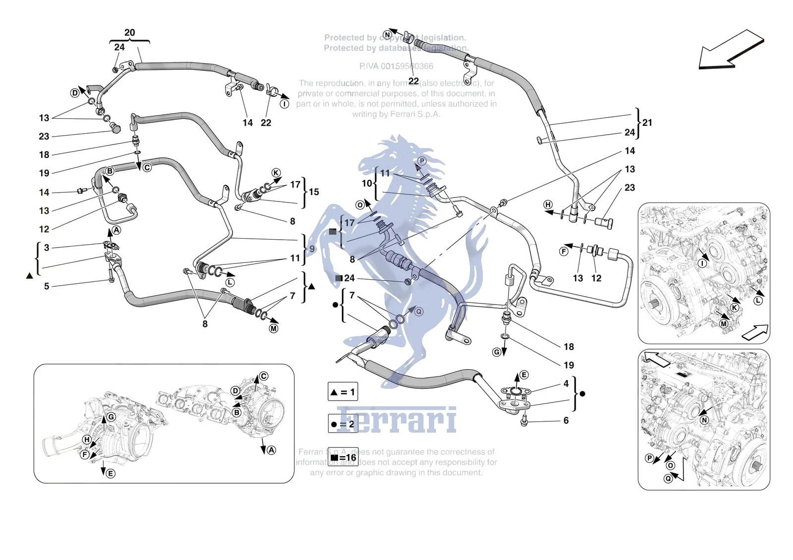 Ferrari SF90 XX Spider [ENGINE] - B.23 - FORCED INDUCTION SYSTEM PIPES exploded diagram