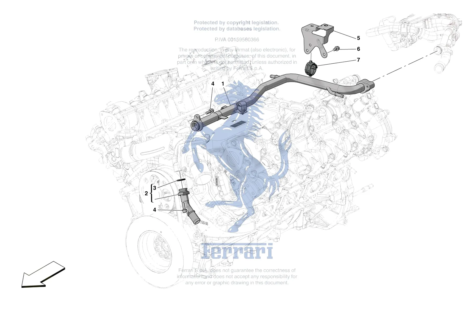 Ferrari SF90 XX Spider [ENGINE] - B.25 - ENGINE COOLING SYSTEM PIPES exploded diagram