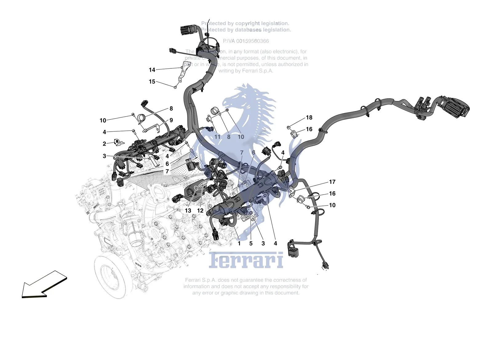 Ferrari SF90 XX Spider [ENGINE] - B.34 - ENGINE ELECTRICAL SYSTEM exploded diagram
