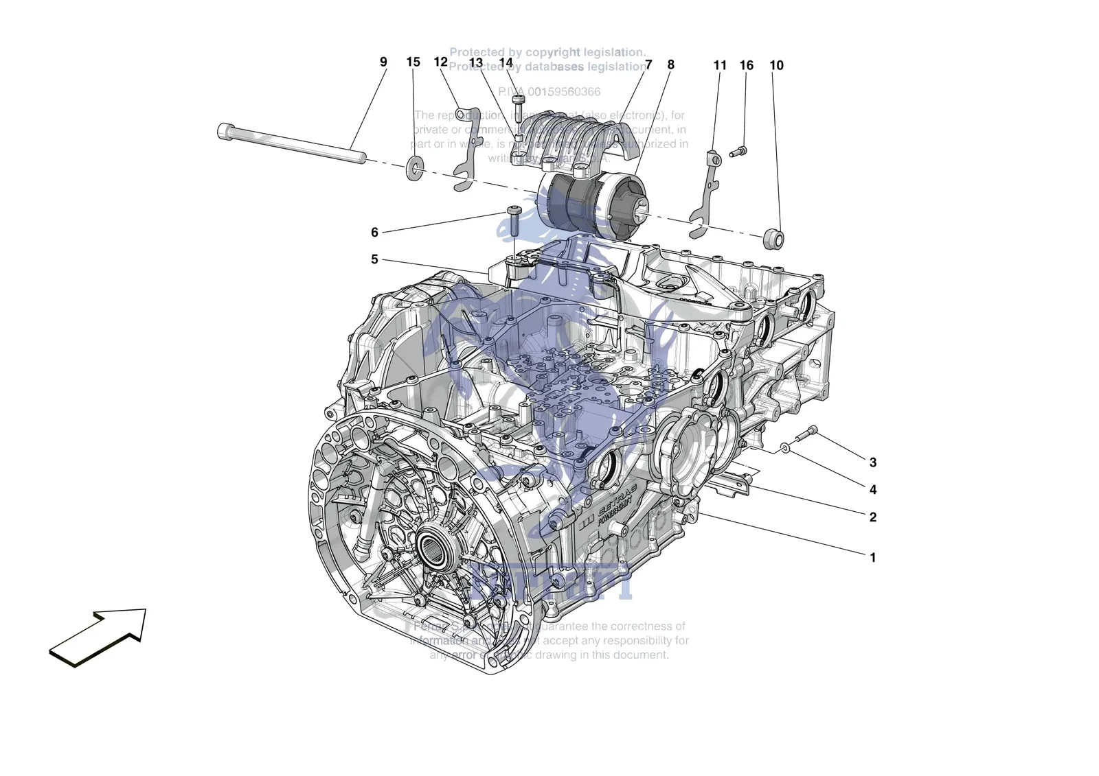 Ferrari SF90 XX Spider [GEARBOX] - C.01.01 - GEARBOX AND FASTENERS exploded diagram