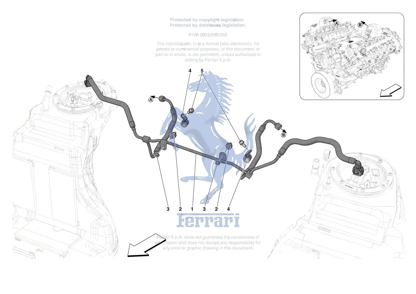 Ferrari SF90 XX Spider [MECHANICAL SYSTEM] - D.02 - ENGINE FUEL DELIVERY PIPES exploded diagram