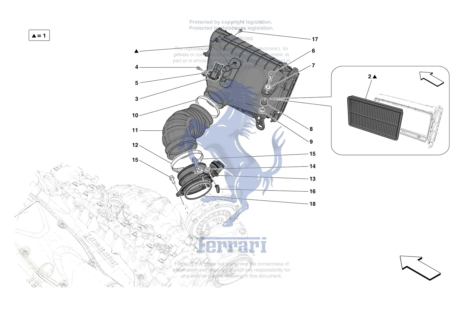 Ferrari SF90 XX Spider [MECHANICAL SYSTEM] - D.04.01 - AIR FILTER AIR INTAKE AND DUCTS exploded diagram