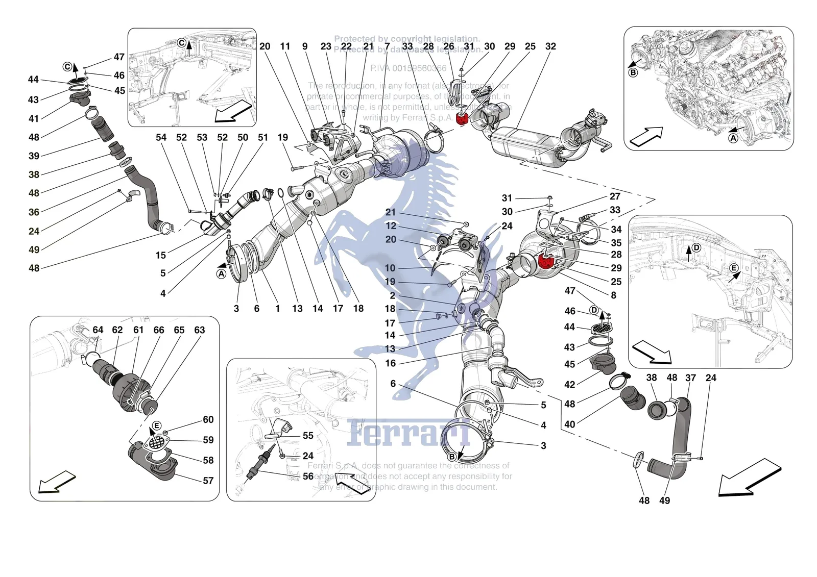 Ferrari SF90 XX Spider [MECHANICAL SYSTEM] - D.08.02 - EXHAUST SYSTEM - REAR exploded diagram