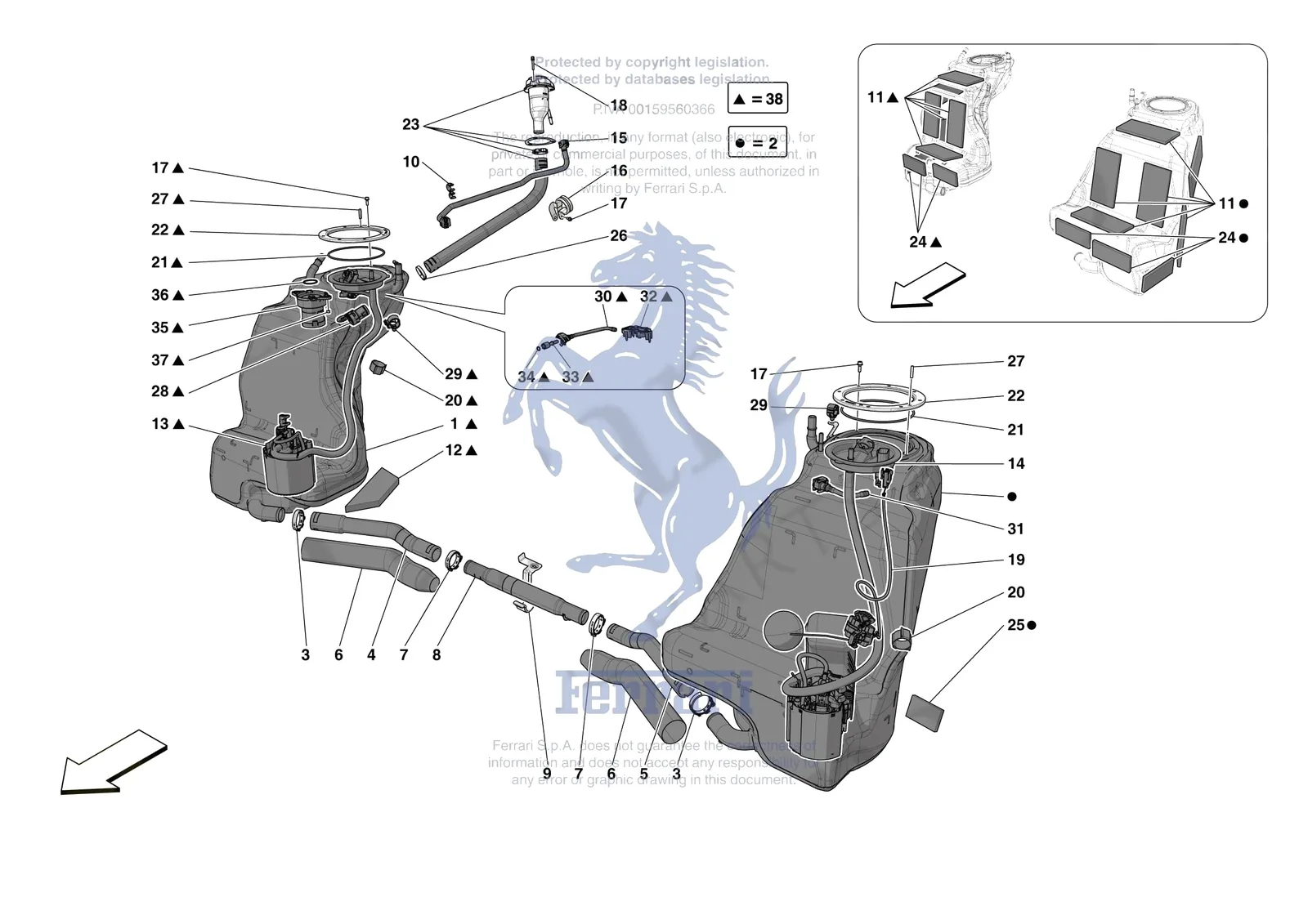 Ferrari SF90 XX Spider [MECHANICAL SYSTEM] - D.11 - FUEL TANK exploded diagram